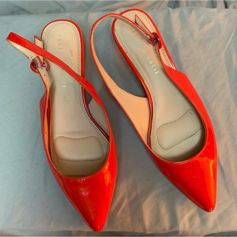 7.5 Red Kelly and Katie Heel Cute Buckle Ankle Strap Pointed Toe Kitten Heel ✨
